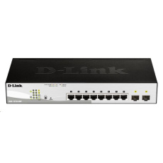 D-Link DGS-1210-08P 10-port Gigabit Smart PoE Switch, 8x GbE PoE+, 2x SFP, PoE 65W, fanless