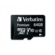 VERBATIM MicroSDXC karta 64GB Premium, U1 + adaptér