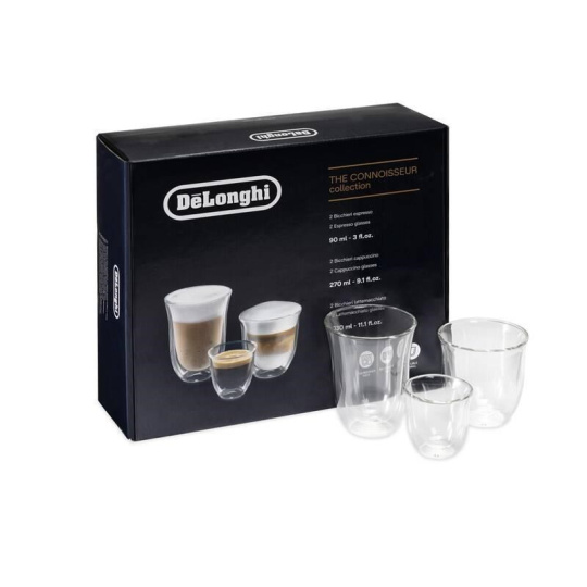 DeLonghi DLSC302 kolekce sklenic Connoisseur - 2x espresso, 2x cappuccino, 2x latte macchiato