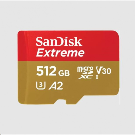 SanDisk micro SDXC karta 512GB Extreme (190 MB/s Class 10, UHS-I U3 V30) + adaptér