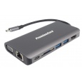 PREMIUMCORD Převodník USB3.1 typ C na HDMI+VGA+RJ45+2xUSB3.0+SD card +3,5mm+PD charge