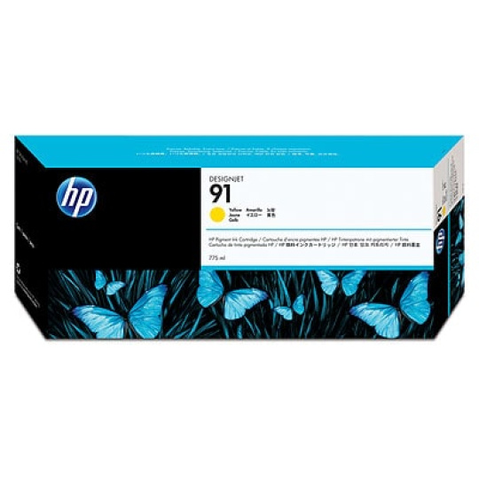 HP 91 Yellow DJ Ink Cart, 775 ml, C9469A