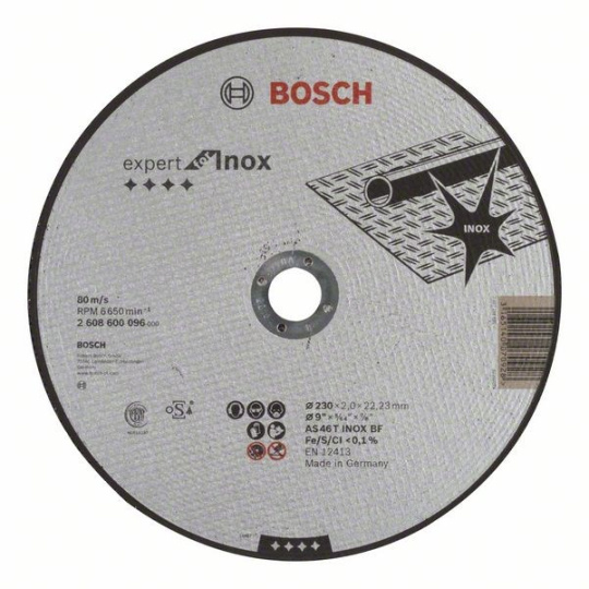 BOSCH dělicí kotouč rovný Expert for Inox, AS 46 T INOX BF, 230 mm, 2,0 mm