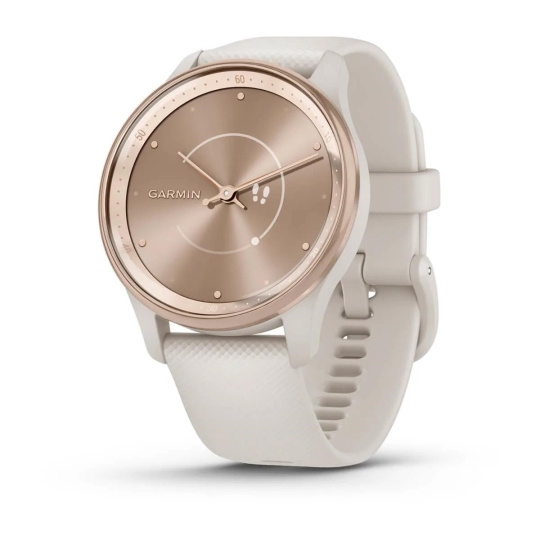 Garmin vívomove® Trend, Nerezová luneta Peach Gold, pouzdro Ivory, silikonový řemínek