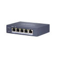 HIKVISION DS-3E0505HP-E, full Gb switch 4x PoE (1x HI-PoE), 1x uplink RJ-45, 60W, dosah až 300m