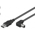 PREMIUMCORD Kabel USB 2.0 A-B propojovací 1m - zahnutý B konektor 90°