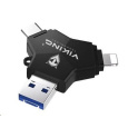 Viking USB Flash disk 3.0 4v1 s koncovkou Lightning/Micro USB/USB/USB-C, 128 GB, černá