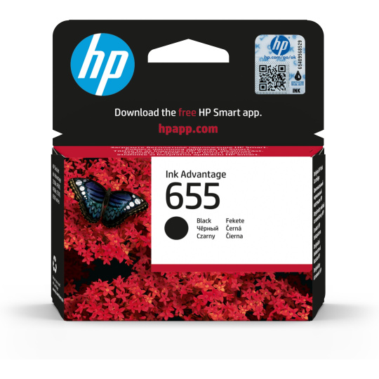 HP 655 Black Ink Cart, 14 ml, CZ109AE (550 pages)